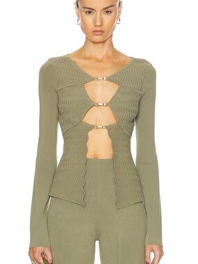 Cult Gaia Troi Knit Top In Olive